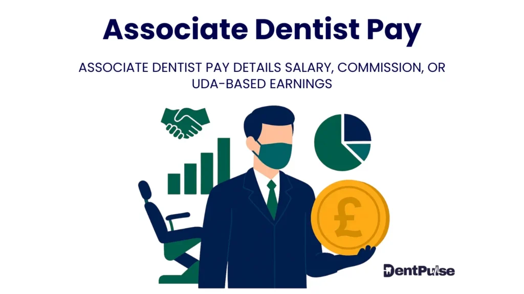 Illustration of associate dentist pay structure including salary, commission, and UDA-based compensation in dentistry