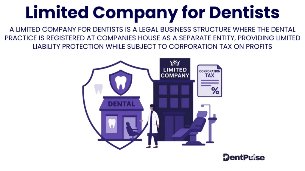 Illustration of limited company structure for dentists with corporation tax and liability protection benefits