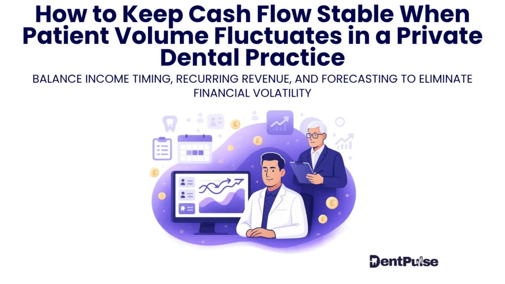 visuals showing cash flow stability strategy for private dental practices facing seasonal patient volatility