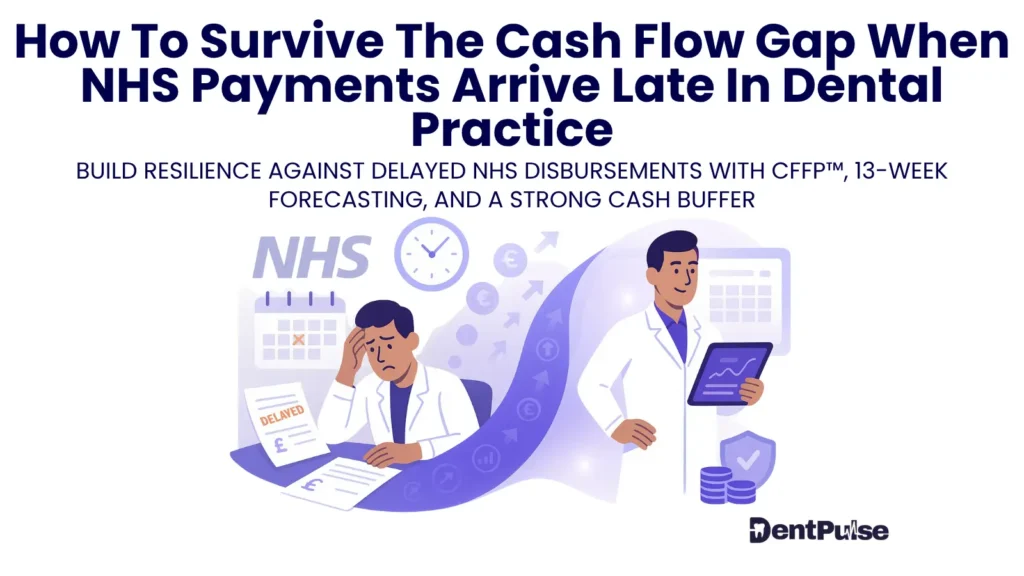 illustration of how NHS disbursement delay threatening payroll, owner pay, and liquidity in dental clinic cash flow